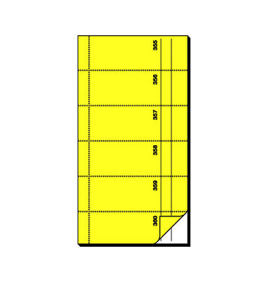 Bonbuch BO096 360 Abrisse selbstdurchschreibend gelb 105x200mm 2x60 Blatt