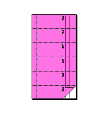 Bonbuch BO098 360 Abrisse selbstdurchschreibend rosa 105x200mm 2x60 Blatt