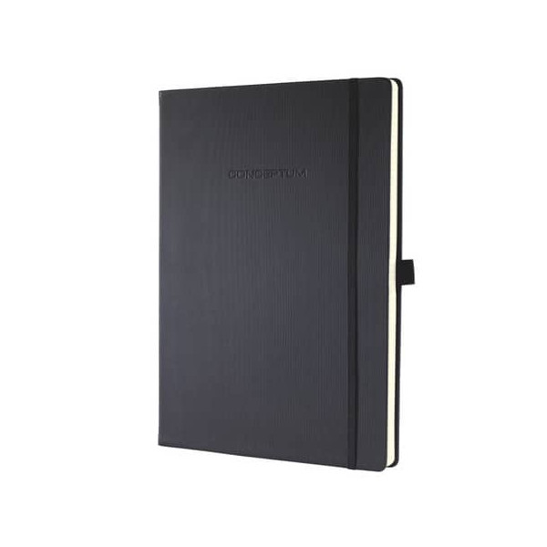 4004360900990 - Conceptum Notizbuch DIN A4 Liniert Gebunden Karton Kunststoff Hardback Schwarz Perforiert 194 Seiten 97 Blatt