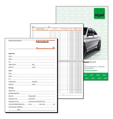 Fahrtenbuch für PKW + LKW A5 hoch 32 Blatt Sigel 514