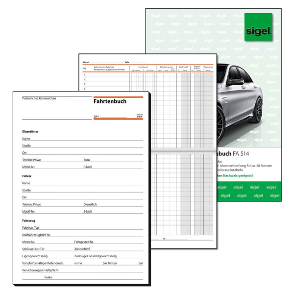 4004360910999 - SIGEL Fahrtenbücher Fahrtenbuch Pkw und Lkw mit Kraftstoffverbrauch Fahrtenbuch Lkw+Pkw A5 FA514 DIN A5 1x 32 Seiten