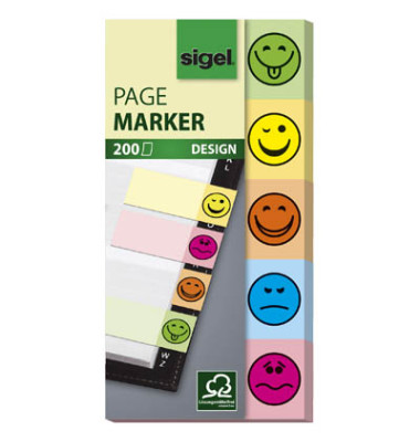 Haftmarker HN502, DESIGN, 50x100mm, 5-farbig sortiert, Symbole, rechteckig