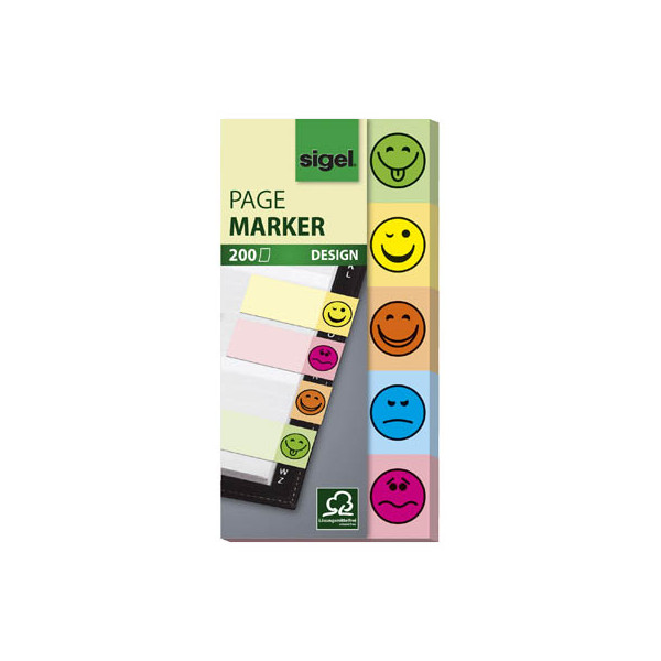 20 Stück Sigel Haftmarker HN502, DESIGN, 50x100mm, 5-farbig sortiert, Symbole, rechteckig 4004360902505 Sigel