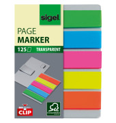 Haftmarker HN610, Haftmarker transparent mit Clip, 52x82mm, 5-farbig sortiert, ohne, rechteckig