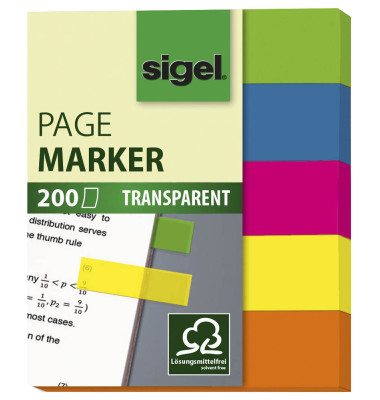 Haftmarker HN615, Haftmarker transparent, 60x50mm, 5-farbig sortiert, ohne, rechteckig