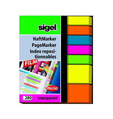 Haftmarker HN616, verschiedene Formate, 5-farbig sortiert, ohne, rechteckig