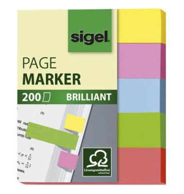 Haftmarker HN625, brillant, 12x50mm, 5-farbig sortiert, ohne, rechteckig