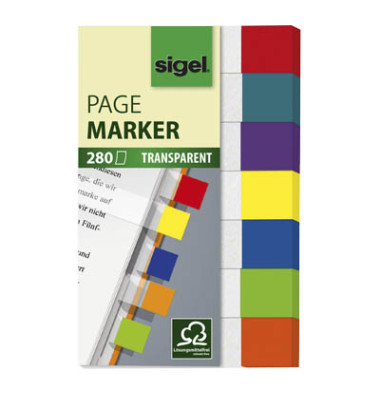 Haftmarker HN677, TRANSPARENT, 84x50mm, 7-farbig sortiert, ohne, rechteckig