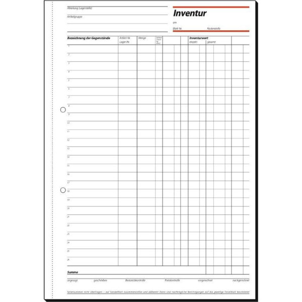 4004360910302 - SIGEL Inventurbücher Inventurbuch Inventurbuch A4 IN415 DIN A4 1x 50 Seiten