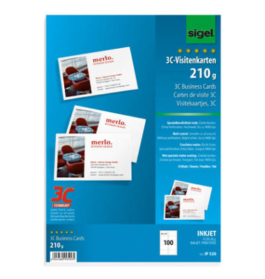 IP520 3C- Visitenkarten weiß 85 x 55 mm 210g 100 Stück