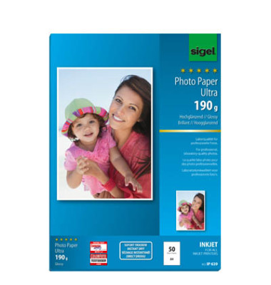 Fotopapier Ultra IP 639, A4, für Inkjet, 180g superweiß hochglänzend einseitig bedruckbar