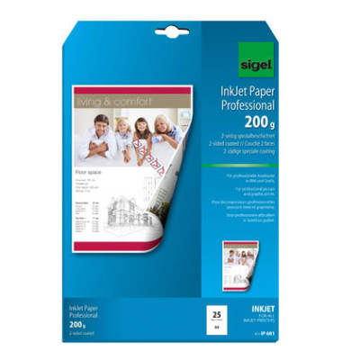 Fotopapier Professional IP681, A4, für Inkjet, 200g hochweiß matt beidseitig bedruckbar