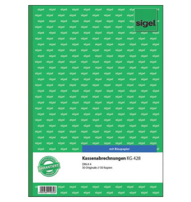 Kassenabrechnungsbuch KG428 A4 einfach 2x50 Blatt