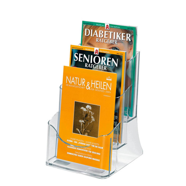 4004360982088 - Prospekthalter 175 x 29 x 15 cm (B x H x T) 3 x DIN A5 Acryl glasklar 3 Fächer