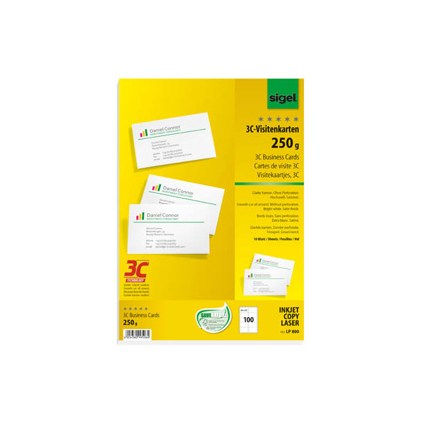 4004360995064 - LP800 3C- Visitenkarten weiß 85 x 55 mm 250g glatte Kanten 4004360995064 100 Stück