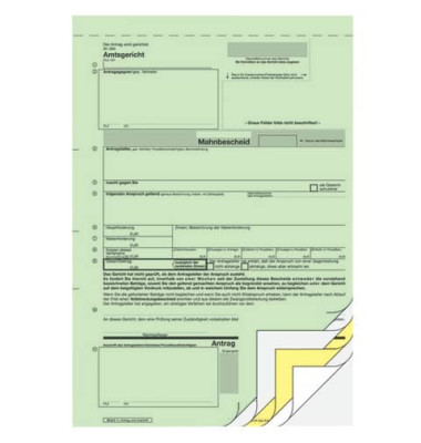 Antrag für Mahnbescheid A4 hoch 2x2 Blatt