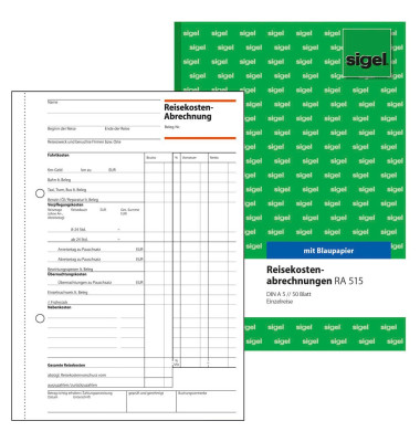 Reisekostenabrechnungen RA515 A5 hoch Einzelreisen 50 Blatt Reisekostenabrechnungen RA515 A5 hoch Einzelreisen 50 Blatt