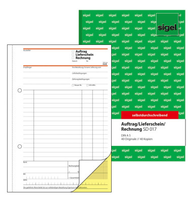 Auftrag-Lieferschein Rechnung SD017 2x40 Blatt A5 hoch
