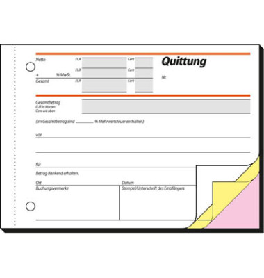 Quittungen SD023 mit MwSt-Nachweis selbstdurchschreibend A6 quer