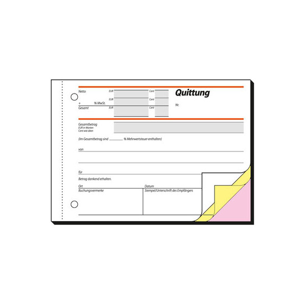 4004360921384 - SIGEL Kassenformulare Quittung MwSt separat ausgewiesen Quittung MwSt separat ausgew SD023 DIN A6 quer 3x 40 Seiten