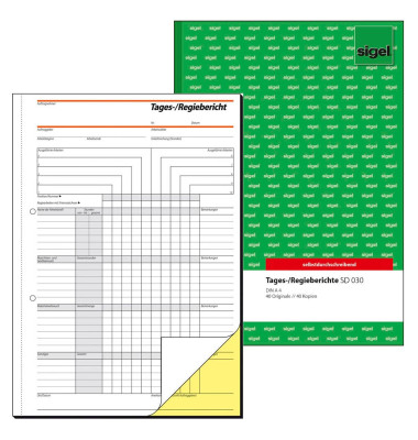 Tages-/Regiebericht SD030 A4 1. und 2. Blatt bedruckt selbstdurchschreibend 2x40 Blatt