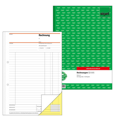 Rechnung SD035 A4 hoch 1. und 2. Blatt bedruckt selbstdurchschreibend 2x40 Blatt