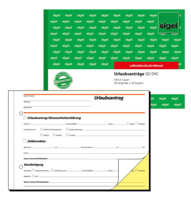 Urlaubsantrag SD045, A5 quer, 2x 40 Blatt