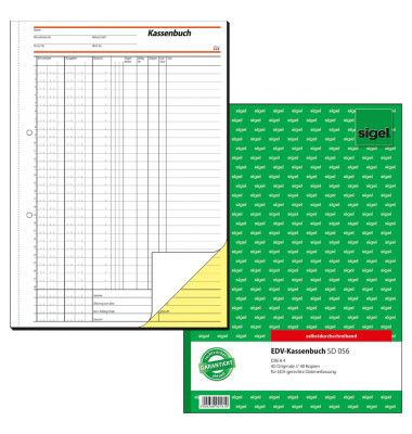 Kassenbuch SD056 für EDV-Erfassung A4 hoch selbstdurchschreibend