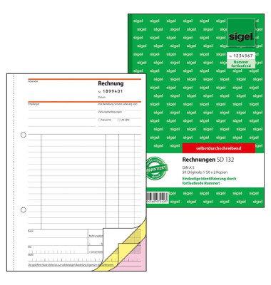 Rechnung A5 3x 50 Blatt mit fortlaufender Nummerierung