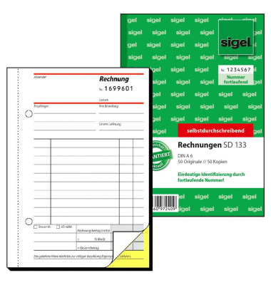 Rechnung SD133 A6 selbstdurchschreibend 2 x 50 Blatt