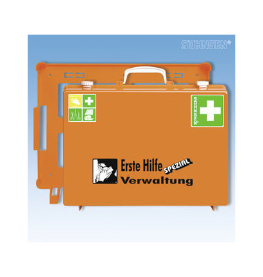 Erste-Hilfe-Koffer Spezial MT-CD Verwaltung orange gefüllt DIN 13157