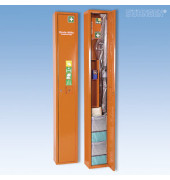 Erste-Hilfe-Schrank Safe orange gef&uuml;llt mit Trage + Erste-Hilfe-Koffer