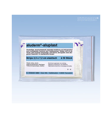 Aluderm Pflaster aluplast elastisch 2,5x7,2cm 50 Stück Aluderm Pflaster aluplast elastisch 2,5x7,2cm 50 Stück