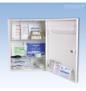 Erste-Hilfe-Schrank Berlin wei&szlig; gef&uuml;llt DIN 13157