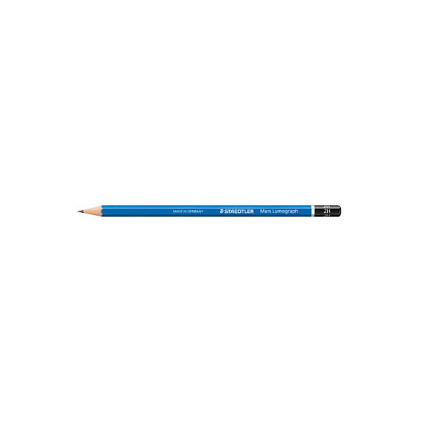 12 Stück Staedtler Bleistift Mars Lumograph, 100-2H, Härte 2H, 2,0mm, blau 4007817104217 Staedtler