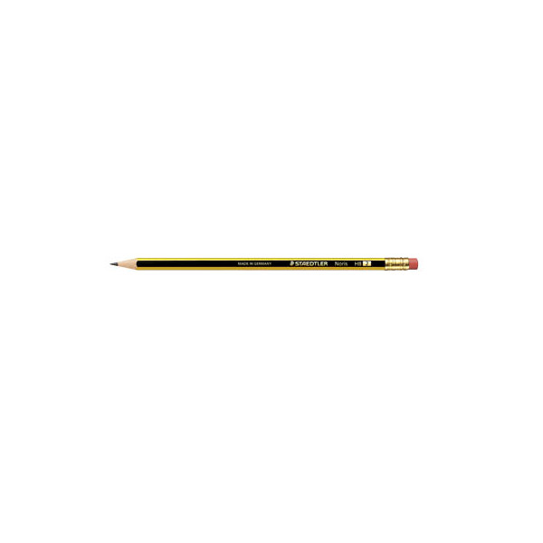 4007817106365 - Bleistift Noris 122 122-HB Härte HB 20mm schwarz gelb mit Radiergummi 4007817106365 Staedtler