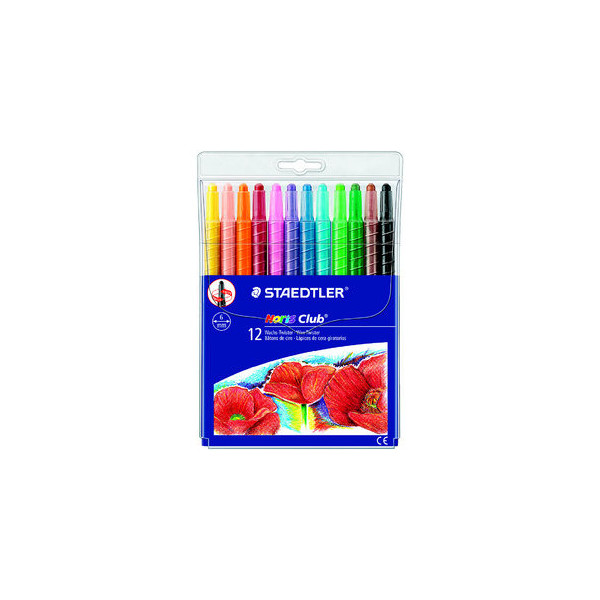 Staedtler Wachsmalkreide Noris Club 221 NWP12 12er Etui farbig sortiert rund 60x130mm 4007817221006 Staedtler 12 Stück