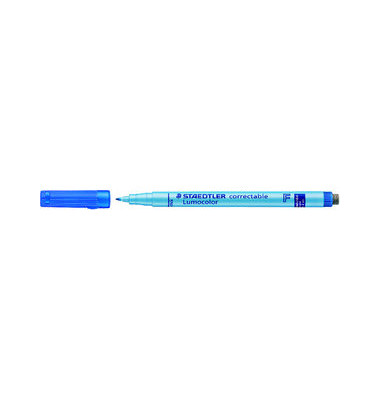 Folienstift Lumocolor correctable, 305 F-3, blau, 0,6mm, Rundspitze, nachf&uuml;llbar