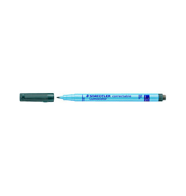 Folienstift Lumocolor correctable, 305 F-9, schwarz, 0,6mm, Rundspitze, nachf&uuml;llbar
