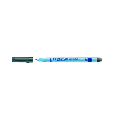 Folienstift Lumocolor correctable, 305 M-9, schwarz, 1mm, Rundspitze, nachf&uuml;llbar