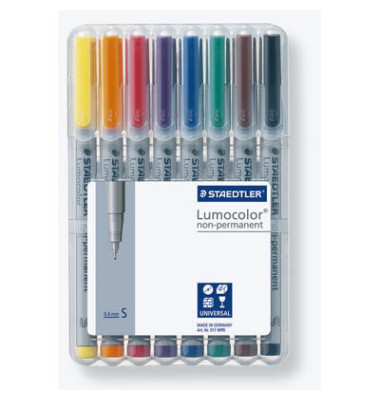 Folienstift 311 S farbig sortiert 0,4 mm 8er-Etui non-permanent