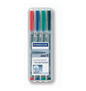 Folienstifte-Set Lumocolor, 312 WP4, 4-farbig sortiert, 1-2,5mm, Keilspitze, nachf&uuml;llbar