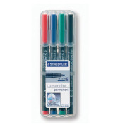 Folienstifte-Set Lumocolor, 314 WP4, 4-farbig sortiert, 1-2,5mm, Keilspitze, nachf&uuml;llbar
