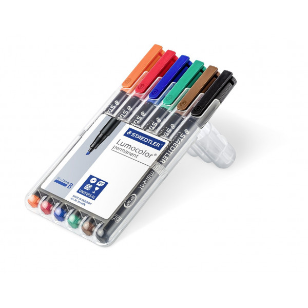 4007817323496 - Folienstift 314 B farbig sortiert 10-25 mm 6er Etui permanent 4007817323496 Staedtler (Lumocolor) 6 Stück