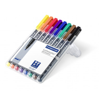 Folienstifte-Set Lumocolor, 314 WP8, 8-farbig sortiert, 1-2,5mm, Keilspitze, teils nachf&uuml;llbar