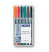 Folienstifte-Set Lumocolor, 315 WP6, 6-farbig sortiert, 1,0mm, Rundspitze, teils nachf&uuml;llbar