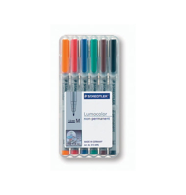 Folienstifte-Set Lumocolor, 315 WP6, 6-farbig sortiert, 1,0mm, Rundspitze, teils nachf&uuml;llbar