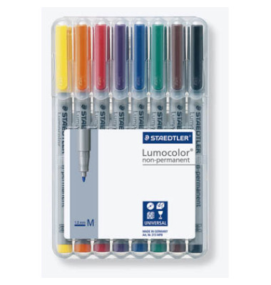 Folienstifte-Set Lumocolor, 315 WP8, 8-farbig sortiert, 1,0mm, Rundspitze, teils nachf&uuml;llbar