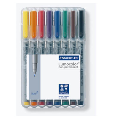 Folienstift 316 F farbig sortiert 0,6 mm 8er Etui non-permanent