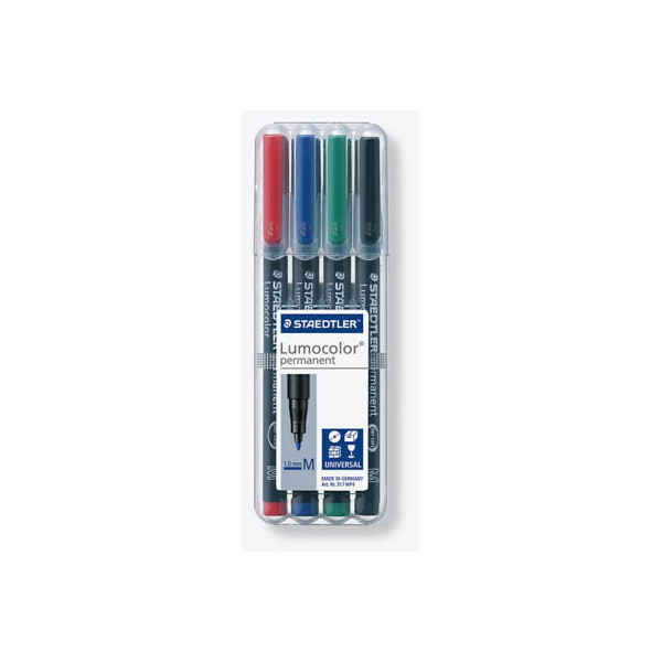 4007817310380 - Folienstift 317 M farbig sortiert 10 mm 4er Etui permanent 4007817310380 Staedtler (Lumocolor) 4 Stück
